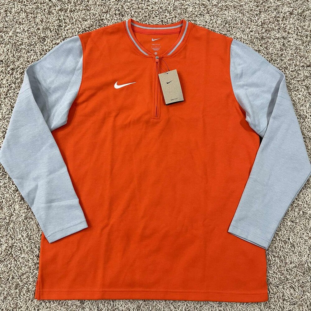 Nike Men’s Dri-FIT Half Zip Active Top Team Orange Gray, Size Large (New)